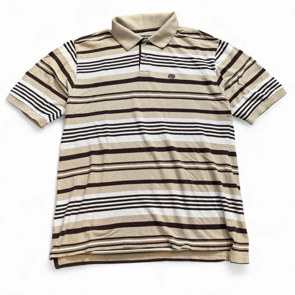 Ecko Unltd. Brown Striped Polo Shirt Men's Size XL Y2K 2000s Streetwear Skate